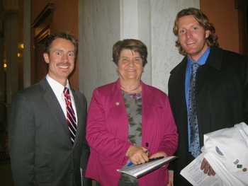 Jason Dapore DO Sen. Peggy Lehner and Simon Faser OMSII following hearings on HB 143